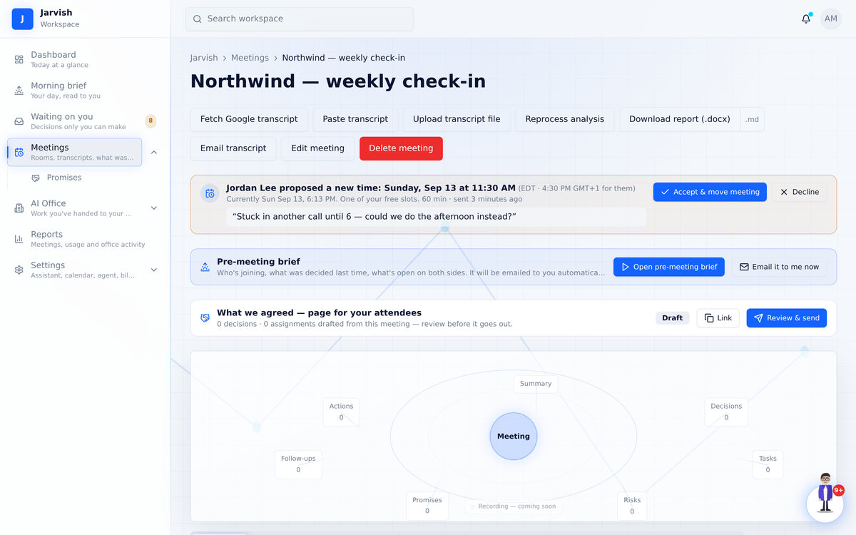A meeting page showing a proposed new time with Accept and Decline